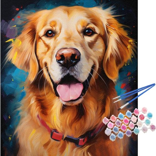 TOCARE Golden Retriever Paint by Numbers Kit for Adults,Dog Adult Paint by Number Canvas, Acrylic Adults' Paint-by-Number Kits for Dog Lovers 16x20inch (Without Framed)