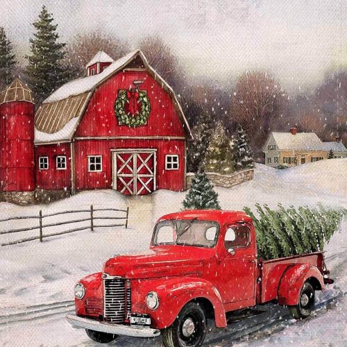 1 RUIHA Christmas Diamond Painting Kits,Winter Diamond Art Kit for Adults,5D Truck Paint with Diamond Full Drill for Parents-Children Interrction,Wall Decor(12x16)
