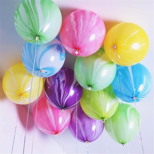 1 Rainbow Tie Dye Balloons 50PCS 12 Inch Agate Marble Latex Swirl Balloons For Tie Dye Birthday Party Supplies,Candyland,Bachelorette,Fun Hippie Party Decorations(Multi-Color)