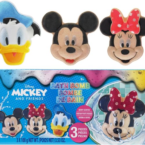 1 Mickey Minnie and Donald Duck Bath Bombs for Kids, Fun Bright Rainbow Colors, Berry Scented for Kids, Ages 3+, by Townley Girl
