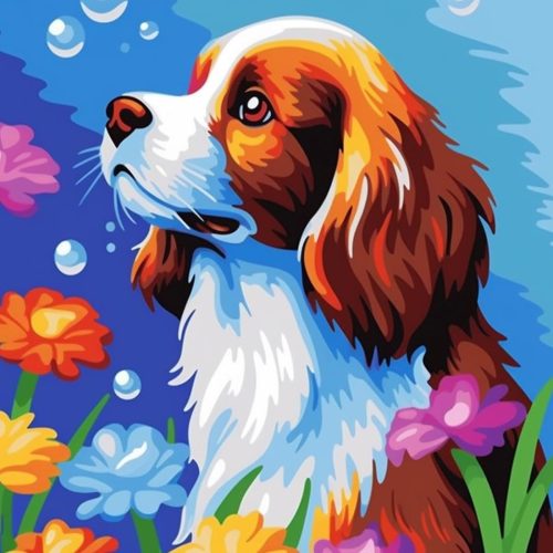 1 Paint by Numbers DIY Acrylic Painting Kit for Kids & Adults Beginner – 16" Wx20 L Colorful Cute Dog Pattern