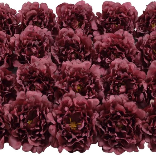 1 20pcs 5" Artificial Flower Peonies, Silk Peonies with 6" Stems, Flowers Suitable for Wedding Bouquets, Home Party Decoration (Wine Red)