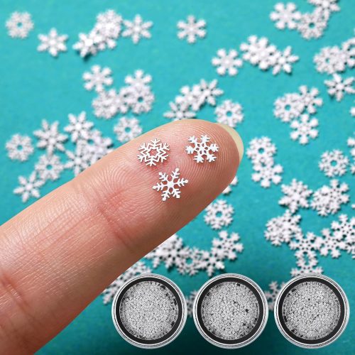 1 300 Pcs Mini Metal Snowflake for Craft 0.2 Inch Small Christmas Embellishment Tiny Snowflake Ornaments Little Craft Pieces for DIY Winter Party Decor(White)