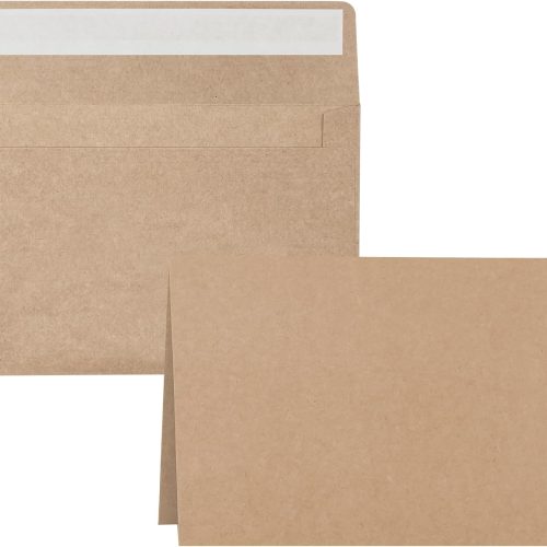 1 Blank Cards and Envelopes 4x6, 50 Pack Brown Blank Folded Greeting Cards and Envelopes Set with A4 Greeting Card Envelopes for DIY Greeting Cards, Thank You Cards, Invitations in All Occasions
