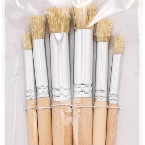 1 Wooden Stencil Brushes Natural Stencil Bristle Dome Art Painting Brushes Wood Paint Template Brush for Acrylic Oil Watercolor Art Painting DIY Crafts Card Making Supplies, 3 Sizes