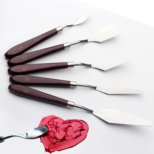 1 5 Piece Palette knifes Painting Knife Set for Oil, Acrylic Paint,Cake Decorating,Stainless Steel Pallet Knife Paint Knife Art Spatula for Various Types of Painting,ColorMixing,Smearing
