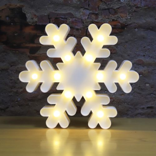 1 Snowflake Marquee Sign Christmas Lights, LED Night Lights Table & Wall Lamp for Bedroom, Kids' Room, Nursery Room, Home, Christmas Decorations - White Snowflake