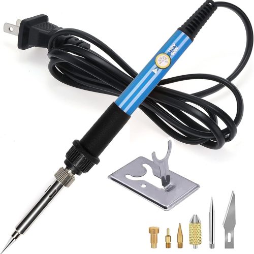 1 Wood Burning Kit, WoodBurning Tool Adjustable Temperature 200~450 ℃ Pyrography Kit for Adults Beginners (Bue)
