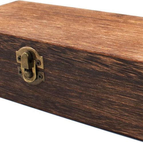 1 Wood Storage Box with Lid Solid Wood Container Box Decorative Table Large Rectangular Smooth Rustic Style Store Space to Organize Toys Cosmetics Vintage Color 7.87 * 3.93 * 2.36inch, Brown
