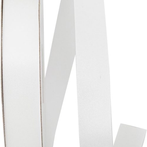 1 Single Face Satin Allure Sfs Ribbon, 7/8 Inch X 100 Yards, White