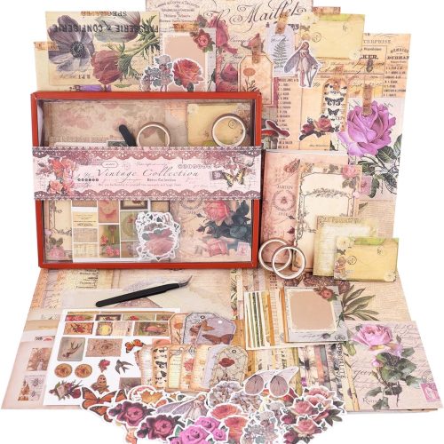 1 Scrapbooking Kit (202 PCS), Vintage Collection-Rose Angel, Perfect for Bullet Scrapbooking Materials, Planner DIY Arts Craft Collage