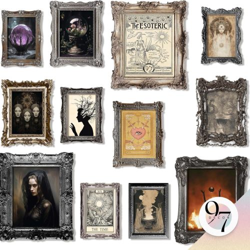 1 97 Decor Witchy Room Decor Aesthetic - Vintage Gothic Decorations For Bedroom, Horror Goth Room Aesthetic, Halloween Witchy Wall Art Prints, Creepy Dark Witch Posters Spooky Wall Decor (Unframed)