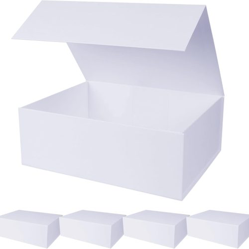 1 Aimyoo 5 Pack White Magnetic Gift Boxes with Lids 13.8x9x4.3 in, Large Bridesmaid Groomsman Proposal Box, Rectangle Collapsible Box for Present Graduation Birthday Wedding Storage,1 Count (Pack of 5)