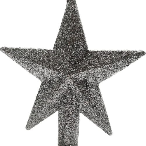 Petite Treasures Silver Glittered Mini Star Christmas Tree Topper - Unlit