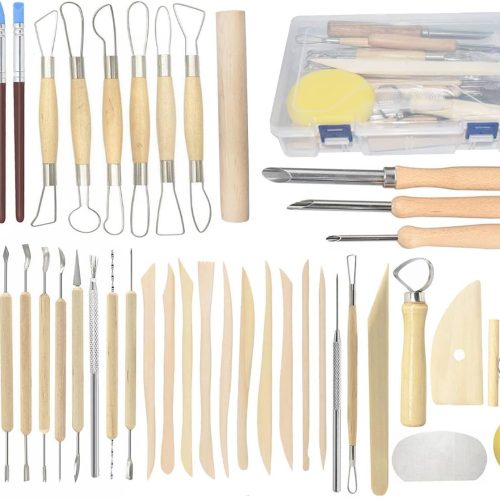 Pottery Tools, 44PCS Ceramic Clay Sculpting Tools Set with Plastic Case, for Beginners Expert Crafts Polymer Clay Club, Dotting, Modeling, Shaping Hobbyists, Artists, by Augernis
