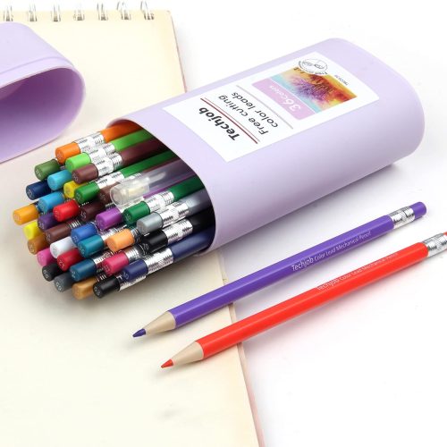 Colored Mechanical Pencil 2.6mm for Coloring and Drawing, Mechanical Colored Pencils, Mechanical Pencils with Sharpener and Case,36pcs