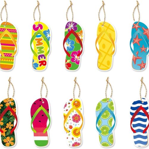 1 40 Pcs Flip Flop Summer Hanging Ornaments Hanging Tree Hanging Ornament Hawaiian Beach Pendant Decorations with String for Party Supplies