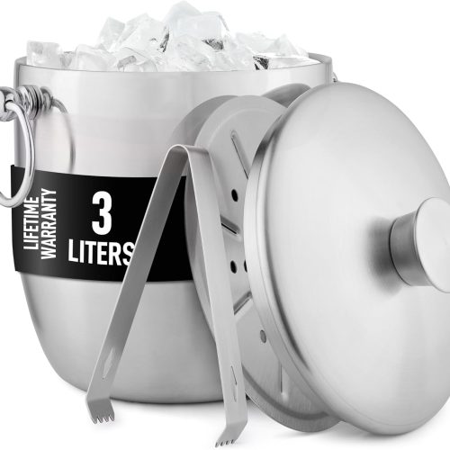 Premium Stainless Steel Double-Wall Insulated Ice Bucket Kit – 3L, Leak-Proof, Stylish Drink Cooler for Parties, Cocktails, Wine, and Whiskey – Perfect for Home & Bar Use