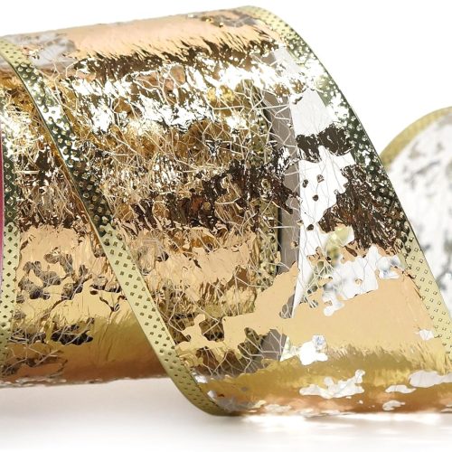 2.5" Gold Foil Metallic Mesh Wired Ribbon 10 Yards for Home Decoration Gift Wrapping Party Wedding Thanksgiving Christmas Birthday Holiday Anniversary