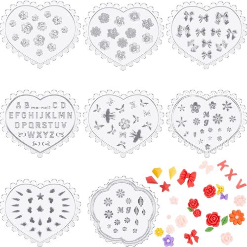 8 Pcs Silicone Small Flower Polymer Clay Molds Set Mini Rose Daisy Leaf Cutters for Polymer Clay Jewelry Making, Earrings & DIY Craft(Vivid)