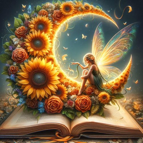 Fairy Diamond Painting Kits for Adults, Moon Fairy Diamond Art Kits for Adults, Round Book Diamond Painting Full Drill Book Diamond Art Painting for Home Wall Decor 14x14 inch