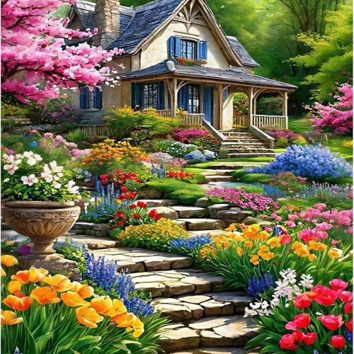 Landscape Paint by Numbers Kit for Adults-Garden Paint by Numbers Kits for Adults Canvas,Landscape Adult Painting by Numbers for Gift Home Wall Decor(16x20inch)