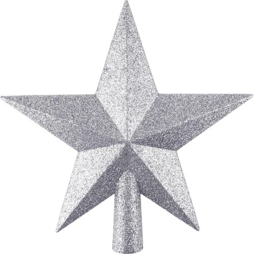 Glitter Star Mini Christmas Tree Topper Shatter-Proof Small Christmas Tree Decoration Treetop for Holiday Ornament or Home Décor (Silver, 4.3 inches)