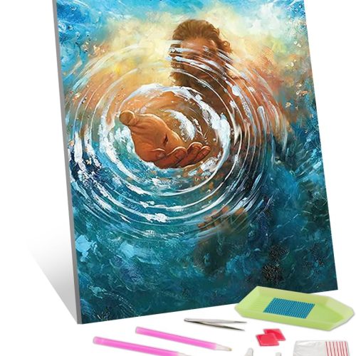 Diamond Painting Kits Jesus Diamond Painting Kits for Adults Full Drill Christ Religion Diamond Art Diamond Painting Kits for Kids Blue Ocean Bible Diamond Painting Kit, 12x16 Inches