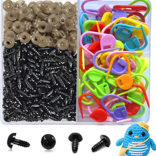 8mm Black Plastic Safety Eyes Crafts with Washers for Stuffed Crochet Animal Amigurumi Kit