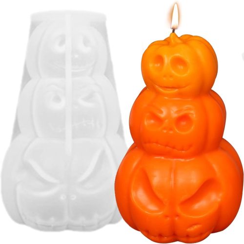 1 Halloween Pumpkin Silicone Molds for Candle Making, 3D Resin Molds for Soap Aromatherapy Wax Resin Art Clay Craft Home Cake Decoration Making Supplies