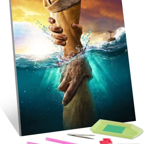 1 Christian Diamond Painting, 5D Diamond Painting Kits for Adults, Jesus Belief Diamond Painting Kits, DIY Diamond Art Kits for Beginners, for Home Wall Decor, Craftwork for Indoor 12x16Inch