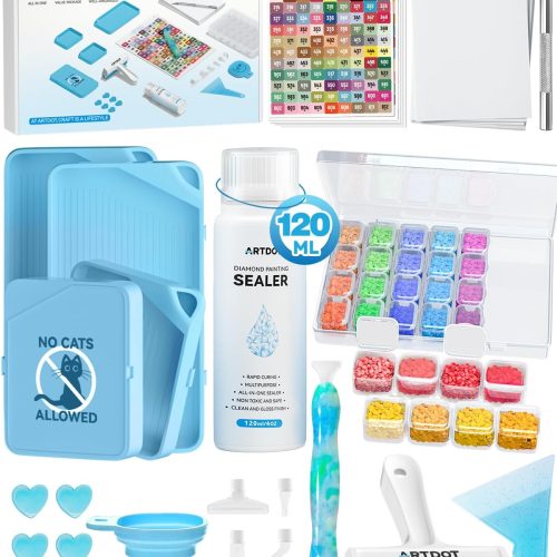 1 All-Inclusive Diamond Art Accessories Kits for Adults, Diamond Painting Tools with Bead Organizers and Storage Pens Sealer Roller Diamond Art Supplies for Beginners