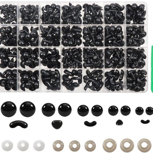 Safety Eyes and Nose 780pcs Plastic Black Craft Eye Nose 6mm to 12mm Crafts Safety Eyes with Washers Set for Stuffed Animals Amigurumis Crochet Dolls Making