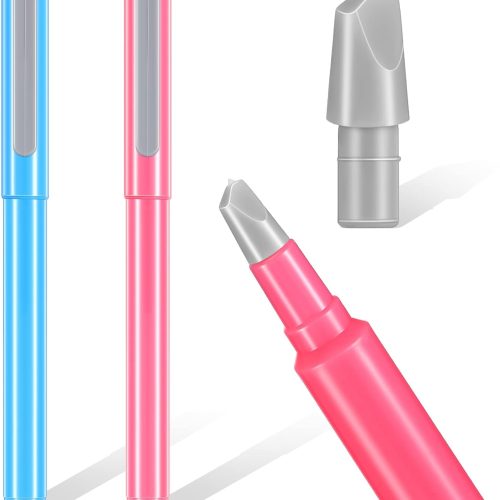 2 Pcs DIY Diamond Painting Parchment Paper Cutter Precision Craft Ceramic Blade Knife Pen for Cutting Paper Art with Replaceable Blade, Pink, Blue