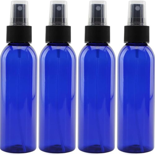 Cornucopia Brands Empty Plastic Refillable PET Spray Bottles w/Fine Mist Atomizer Caps (Pack of 6) Sprayers for DIY Home Cleaning, Aromatherapy, Travel, & Beauty Care (4 Ounce, Cobalt Blue, 6)