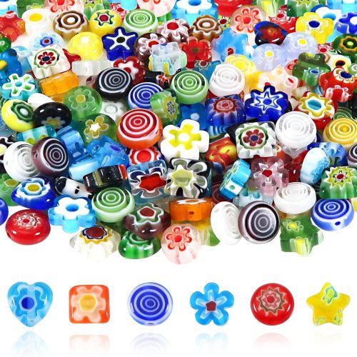 TOAOB 180pcs Assorted Lampwork Beads 8mm Glass Loose Spacer Beads for DIY Crafts Jewelry Making Bracelets Necklaces