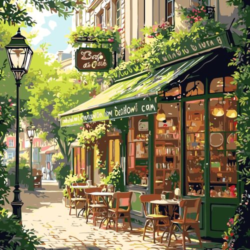 1 Mrnsiet Paint by Numbers Kit for Adults, Easy Street Cafe Adult Paint by Number Kits on Canvas, Spring Scene DIY Acrylic Oil Number Painting Kits for Home Wall Decor Gift 16x20 Inch