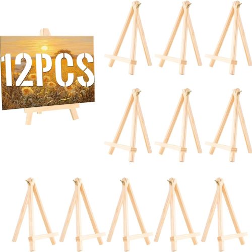 1 12 Pack Easel for Painting, 9 Inches Easel, Tabletop Painting Canvas Tall Wood Display Easels Set of 12, Art Craft Painting Easel Stand for Artist Adults Students