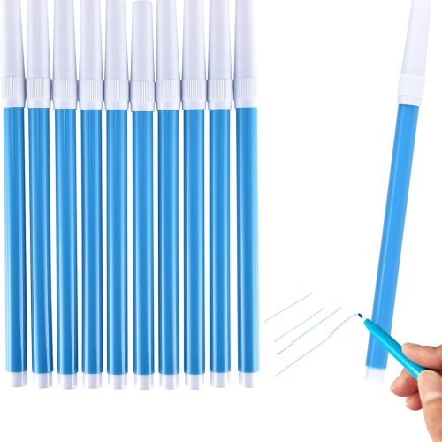 1 10 PCS Blue Washable Fabric Markers for Sewing,Erasable Fabric Marking Sewing Pens for Quilting Embroidery Dressmaking (10)