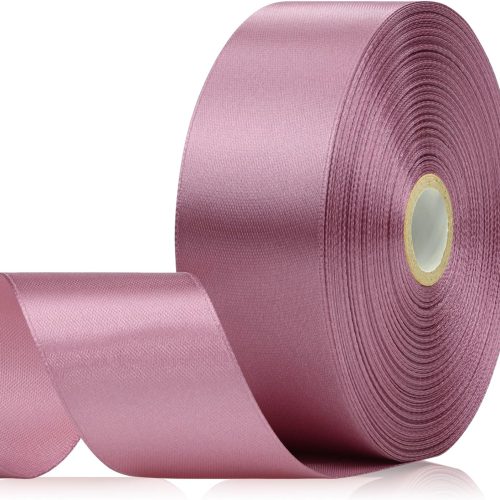 60 Yards Rosy Mauve Satin Ribbon 1-1/2 Inch, Solid Mauve Pink Polyester Fabric Ribbon for Gift Wrapping, Crafts, Flower Bouquet, Wedding, Baby Shower, Festival, Christmas