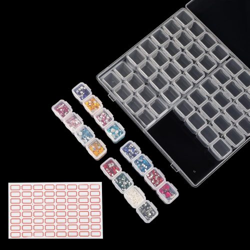 56 Slots Diamond Painting Storage Containers, 56 Girds 1 Pack, Bead Storage Containers, Diamond Art Organizer Box, Diamond Painting Accessories, Embroidery Storage with Label Stickers