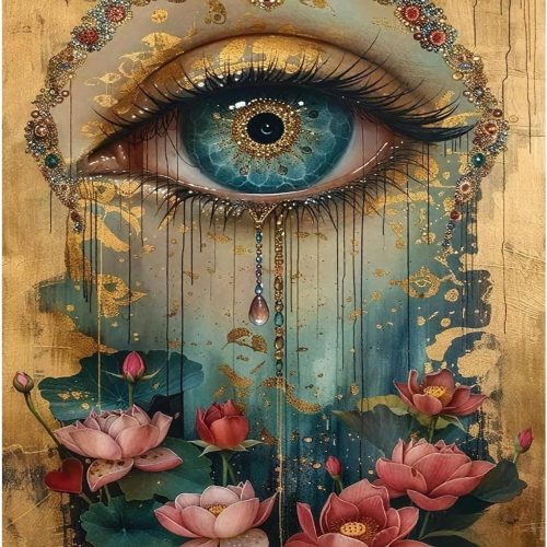 Paint by Numbers Kit for Adults Eye, Paint by Number Eye and Lotus, Paint by Numbers Kits for Adults Beginner for Gift and Home Wall Decor 16x20 Inch