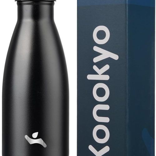 Insulated Water Bottles,12 oz Double Wall Stainless Steel Vacumm Metal Flask for Sports Travel,Midnight Black