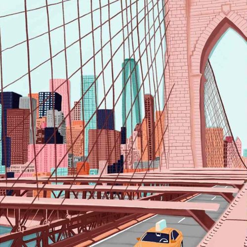 LIULIMI Diamond Painting Kits, DIY 5D World Landscape Diamond Painting Kit, Round Diamond Art Full Diamond Cartoon Style 12 X 16 in (Brooklyn Bridge)