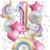 1 Unicorn Balloons Unicorn Birthday Party Decorations for Girls Foil Balloons Set Macaron and Rainbow Balloon Wedding Baby Shower Party Supplie (number 1)