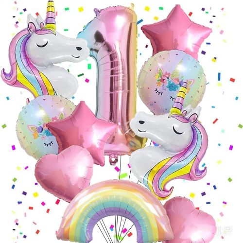 Unicorn Balloons Unicorn Birthday Party Decorations for Girls Foil Balloons Set Macaron and Rainbow Balloon Wedding Baby Shower Party Supplie (number 1)