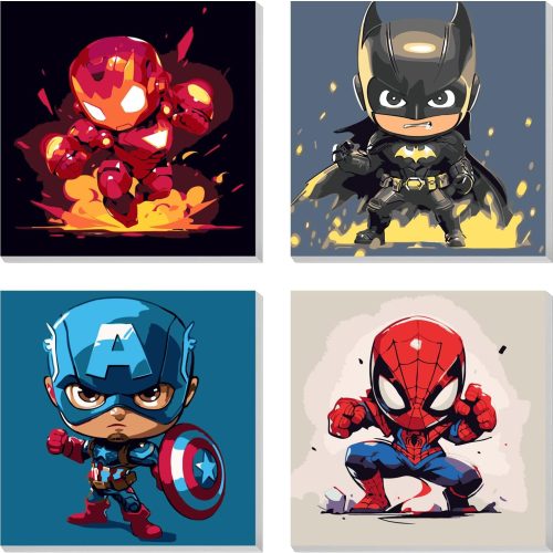 4 Pack Paint by Numbers Kit for Kids Paint by Number Kits Age 4-8 Painting Canvas for Kids Ages 8-12 Boys Framed Canvas Painting by Numbers Anime Drawing Kit Color by Numbers Kit for Kid 8x8 Inch