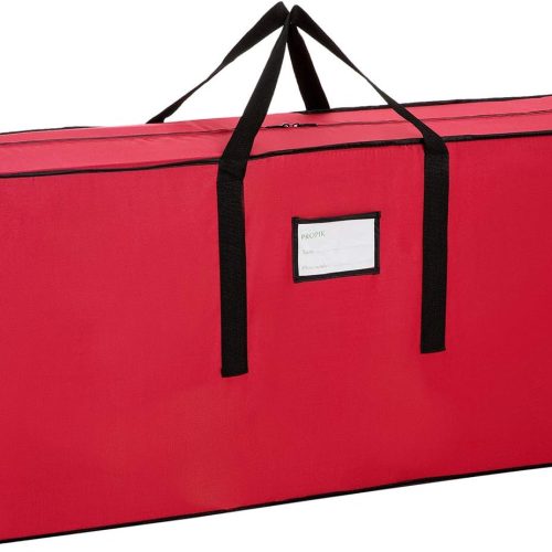 Christmas Tree Storage Bag,Fits Up to 6 ft Tall Artificial Tree,Heavy Duty 600D Canvas Red Christmas Tree Storage Container with Sleek Dual Zipper and Durable Handles,45" x 15" x 20"