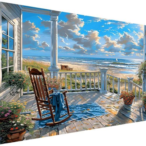 1 5D Large Size Landscape Diamond Painting Kits for Adults, Beach Diamond Art Kits for Adults, DIY Full Drill Paintings with Diamonds Gem Art Crafts for Home Wall Decor 16x28 inch