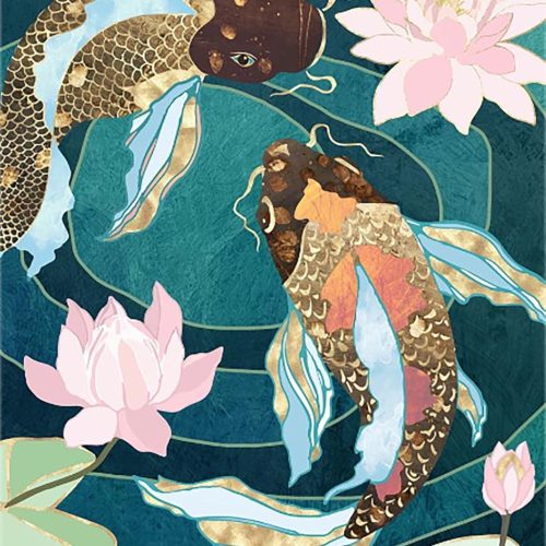 1 5D Diamond Painting Kit,Abstract Koi Diamond Art Kits for Adults Round Full Drill,Paint with Diamonds for Gift,Wall Décor
